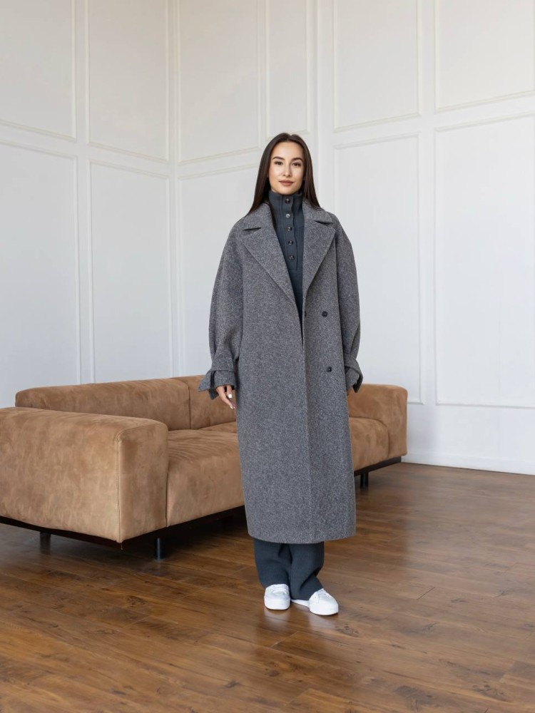 Довге пальто Флора ангора діагональ графіт 48 - kovash.com.ua 01 