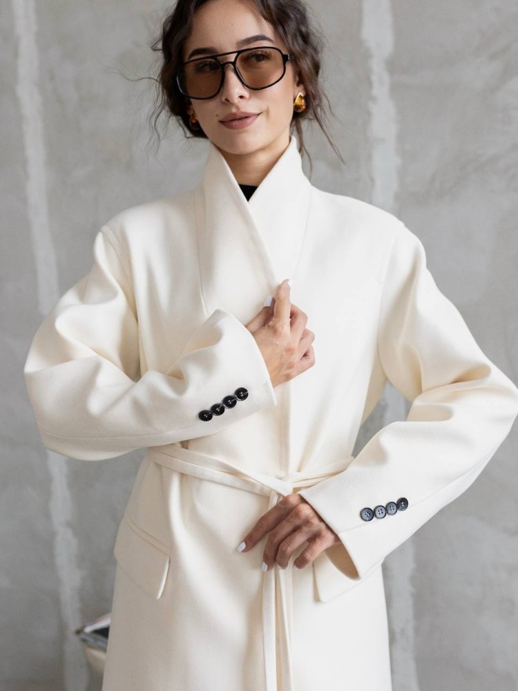 Демисезонное укороченое пальто Мохито кашемир молоко 42 - kovash.com.ua 