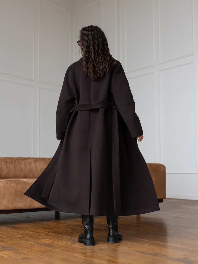 Long Wrap Coat Tequila with Side Slits 50 - kovash.com.ua 