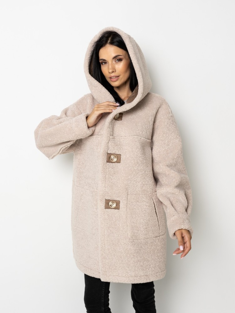 Iceland winter sheepskin coat with a midi length hood 44 - kovash.com.ua 