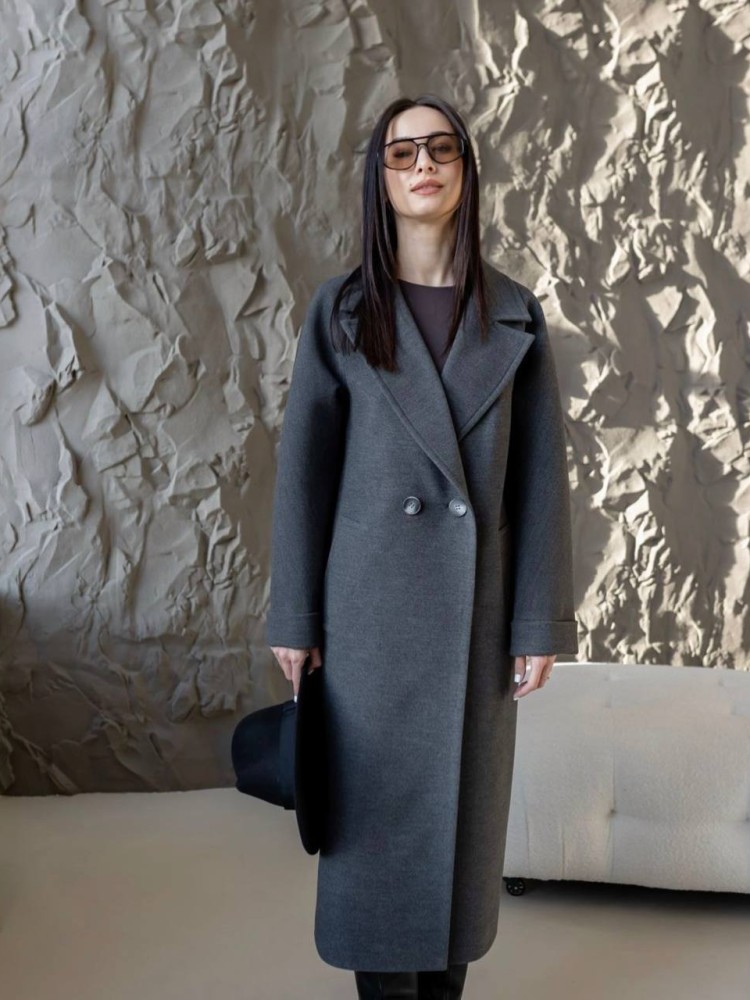 Довге пальто Прованс графітове з кашеміру 46 - kovash.com.ua 