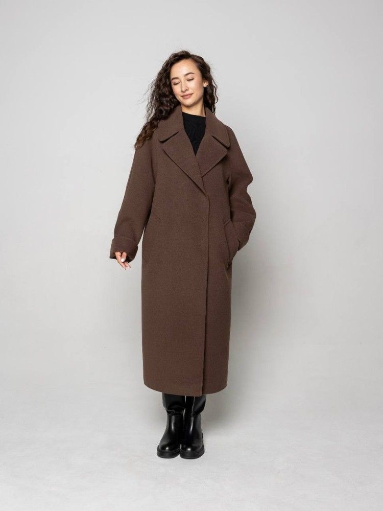 Довге оверсайз пальто Інжир кашемір шоколад 44 - kovash.com.ua 01 