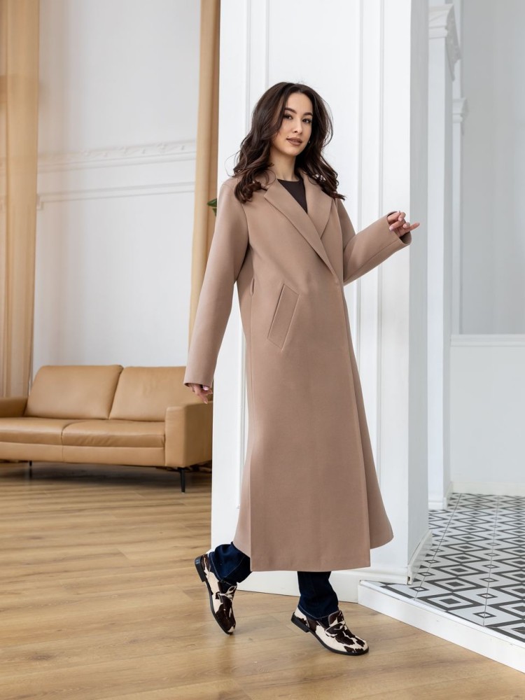 Long Wrap Coat Tequila with Side Slits 42 - kovash.com.ua 
