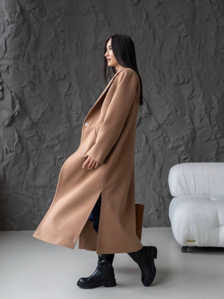 Long Wrap Coat Tequila with Side Slits 44 - kovash.com.ua 