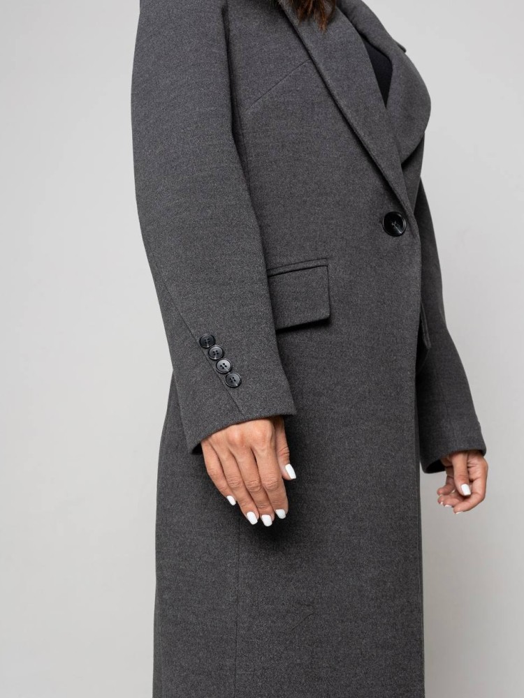 Приталене пальто Ніна кашемір графіт 46 - kovash.com.ua 