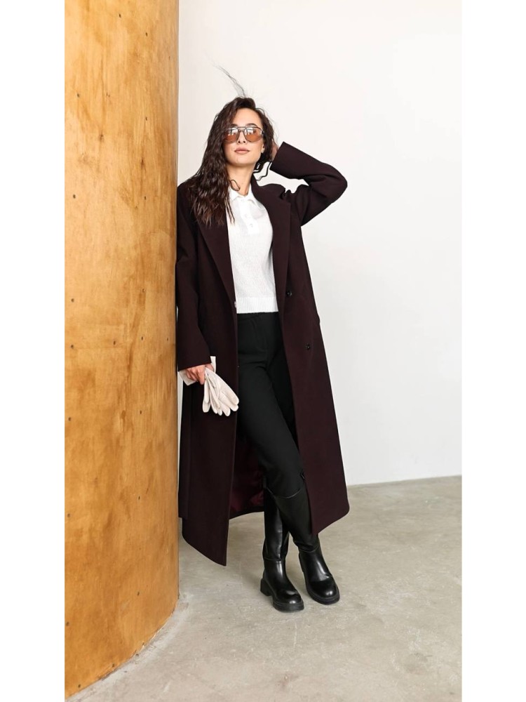 Long Wrap Coat Tequila with Side Slits 42 - kovash.com.ua 