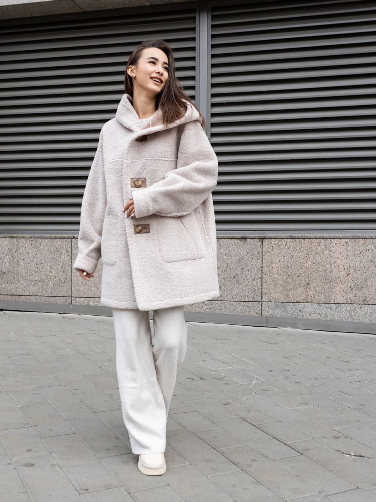 Двусторонняя дублёнка Исландия с капюшоном капучино 48 - kovash.com.ua 