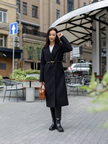 Iris coat in black color, midi length. - kovash.com.ua 