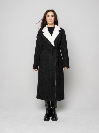 Long winter coat Tiffany black melange - kovash.com.ua 