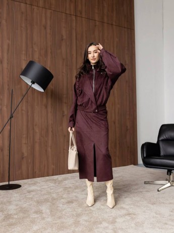 Костюм Дюна з еко-замші в кольорі бургунді