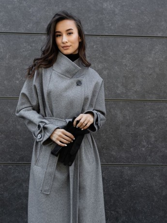 Довге пальто Шампань твід графіт - kovash.com.ua 