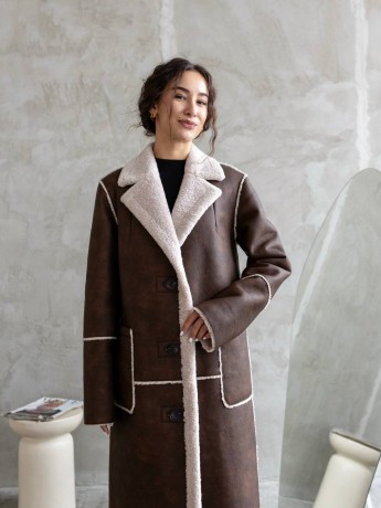 Двухсторонняя дубленка Эскимо шоколад из экокожи - kovash.com.ua 