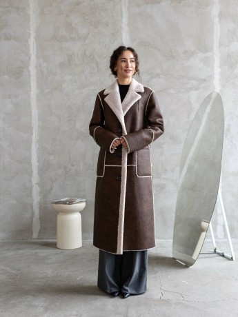 Двухсторонняя дубленка Эскимо шоколад из экокожи - kovash.com.ua 