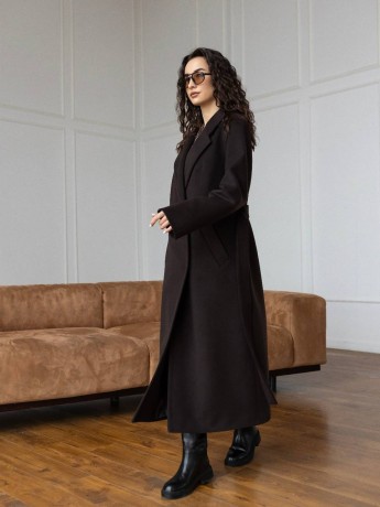 Long Wrap Coat Tequila with Side Slits - kovash.com.ua 