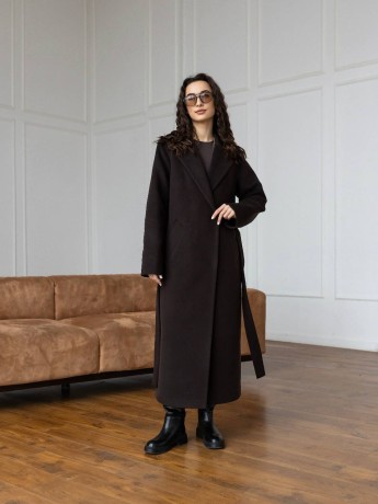 Long Wrap Coat Tequila with Side Slits