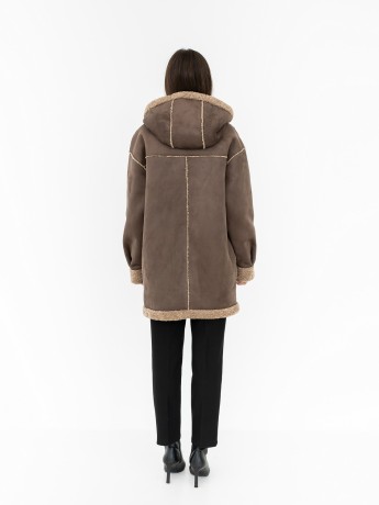 Зимова дублянка Ісландія з капюшоном довжини міді - kovash.com.ua 