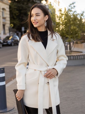 Зимнее пальто свободного кроя Молли кашемір молоко