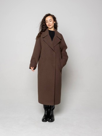 Довге оверсайз пальто Інжир кашемір шоколад