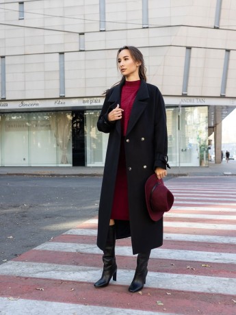 Long winter coat Champagne cashmere