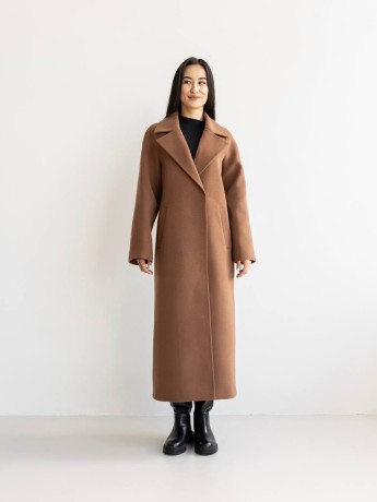 Long demi-season coat Milana cashmere cognac