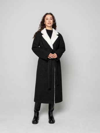 Long winter coat Tiffany black melange - kovash.com.ua  Long winter coat Tiffany black melange - kovash.com.ua