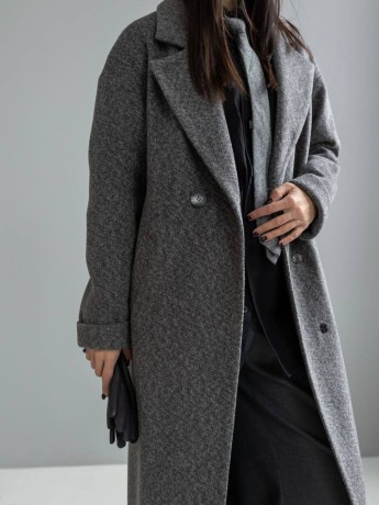 Пальто длины макси Марсель, ангора диагональ, серый цвет - kovash.com.ua 