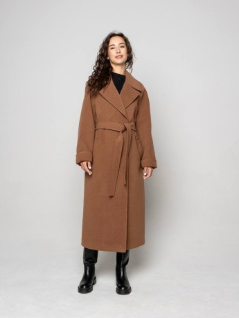 Long oversized coat Fig cashmere cognac