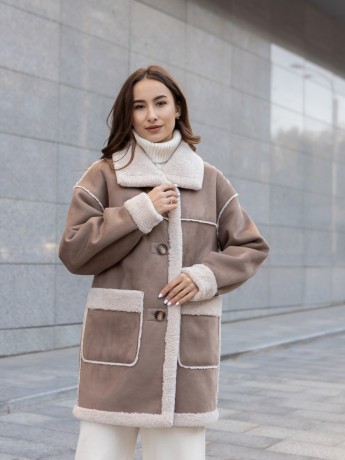 Winter sheepskin coat Iceland midi length