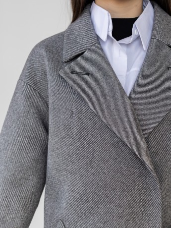 Зимнее длинное пальто свободного кроя Танго графит из твида - kovash.com.ua 